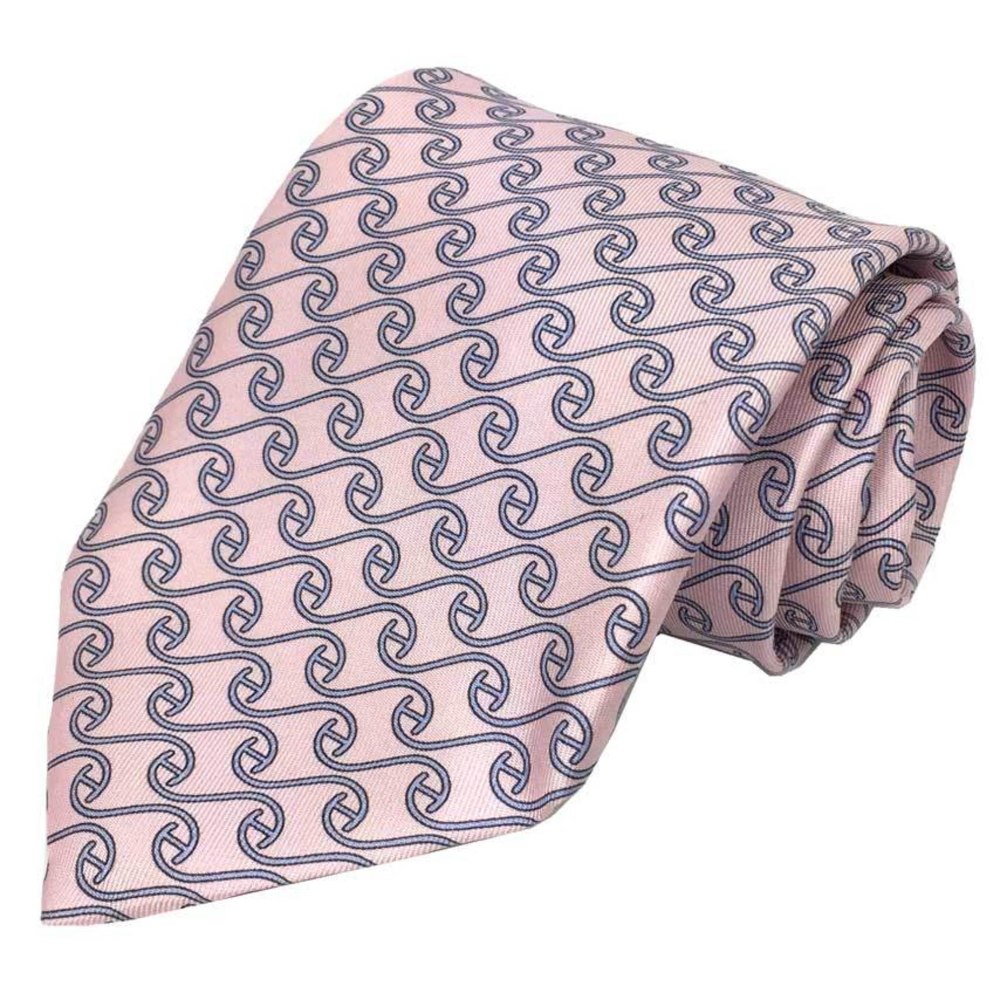 Hermes HERMES tie H pattern pink 100% silk men's