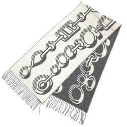 HERMES Hermes Cashmere Scarf Cazac de Re Buckle Dore Stole Shawl Grey Men's Women's Unisex