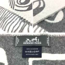 HERMES Hermes Cashmere Scarf Cazac de Re Buckle Dore Stole Shawl Grey Men's Women's Unisex