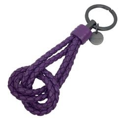 Bottega Veneta Key Ring Holder Intrecciato Leather Purple Unisex Small Wallet