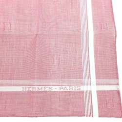 HERMES Hermes Handkerchief Jacquard H Passant Cotton Carré Pocket Square Neckerchief 100% Rose