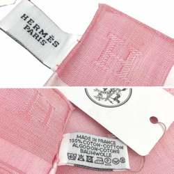 HERMES Hermes Handkerchief Jacquard H Passant Cotton Carré Pocket Square Neckerchief 100% Rose