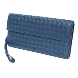 Bottega Veneta Intrecciato Long Wallet with Strap Navy