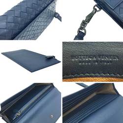 Bottega Veneta Intrecciato Long Wallet with Strap Navy