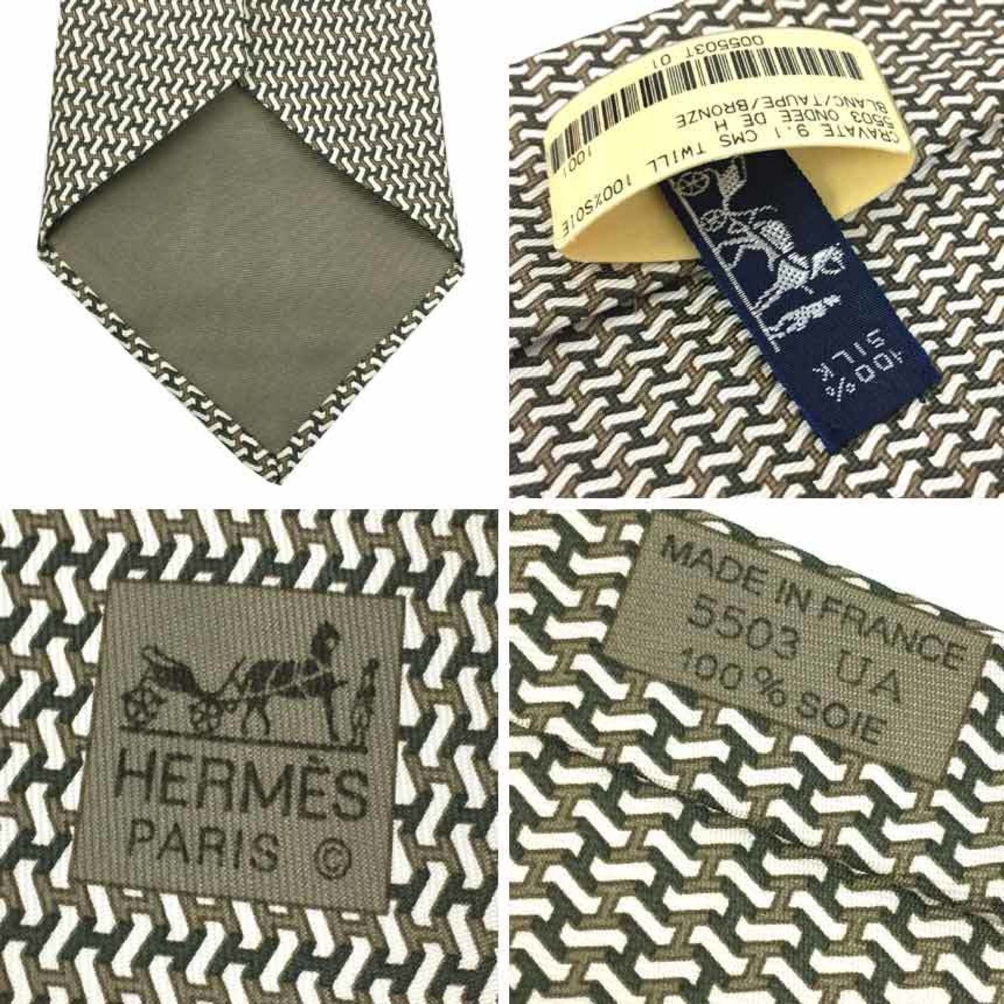 Hermes HERMES Necktie CRAVATE 9.1CMS ONDEE DE H 005503T 01 Pattern 100% Silk Men's