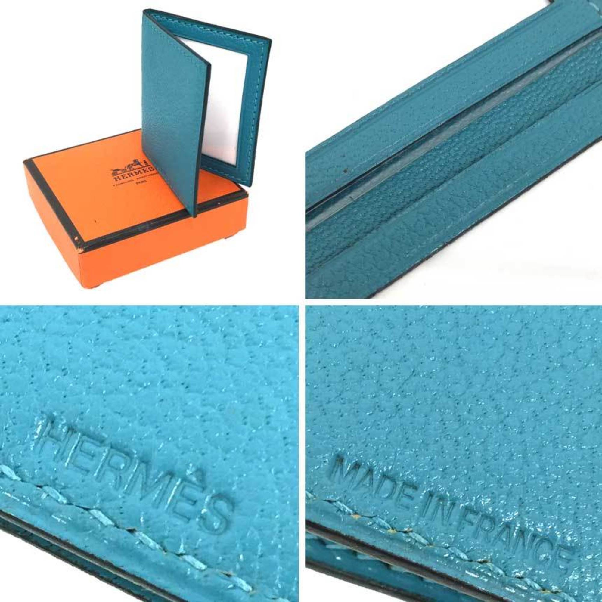 Hermes HERMES Photo Case Holder Leather Blue Jean