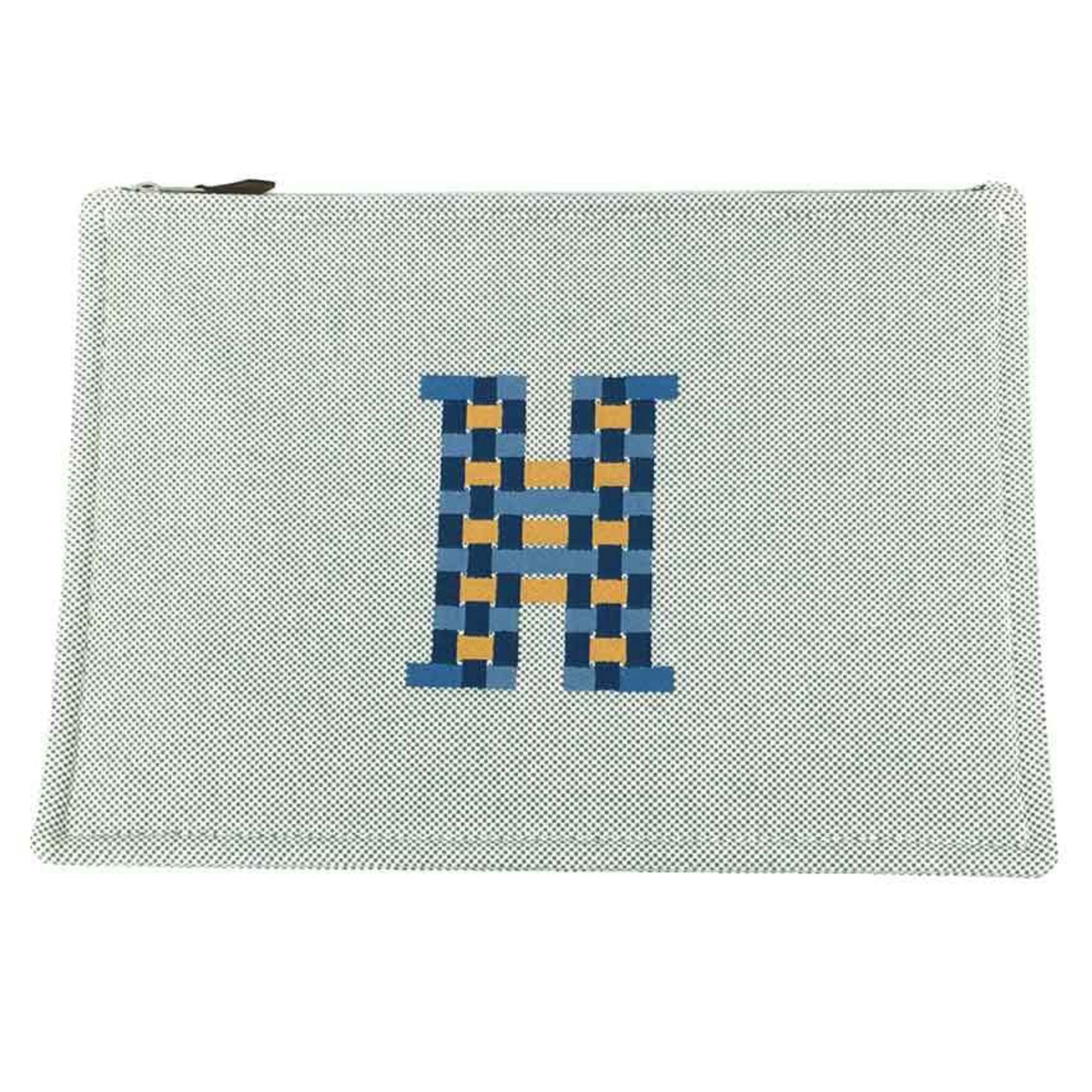 Hermes HERMES Clutch Bag Pouch H Tissage Flat Embroidery 2024AW 100% Cotton Canvas