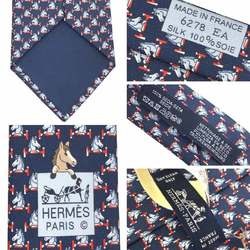 Hermes HERMES Tie CRAVATE TWILL TIE 8 CHEVAL AU BAR Horse 606278T 04 Navy MARINE/ROUGE Men's