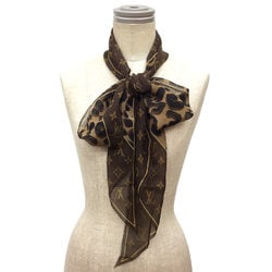 Louis Vuitton LOUIS VUITTON Echarpe Monogram Scarf Muffler Stole Leopard M72123 100% Silk Brown