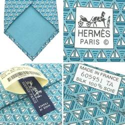 HERMES Tie Yacht Pattern 605951T 17 CRAVATE TWILL SOIE 8CM OPTIMIST Light Blue