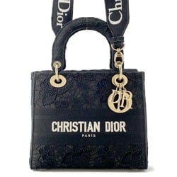 Christian Dior Dior handbag for ladies D-LITE lace medium M0565OSEL_M911 2way shoulder bag black white