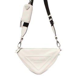 Prada Shoulder Bag Triangle Embossed Leather 1BH190 PRADA White