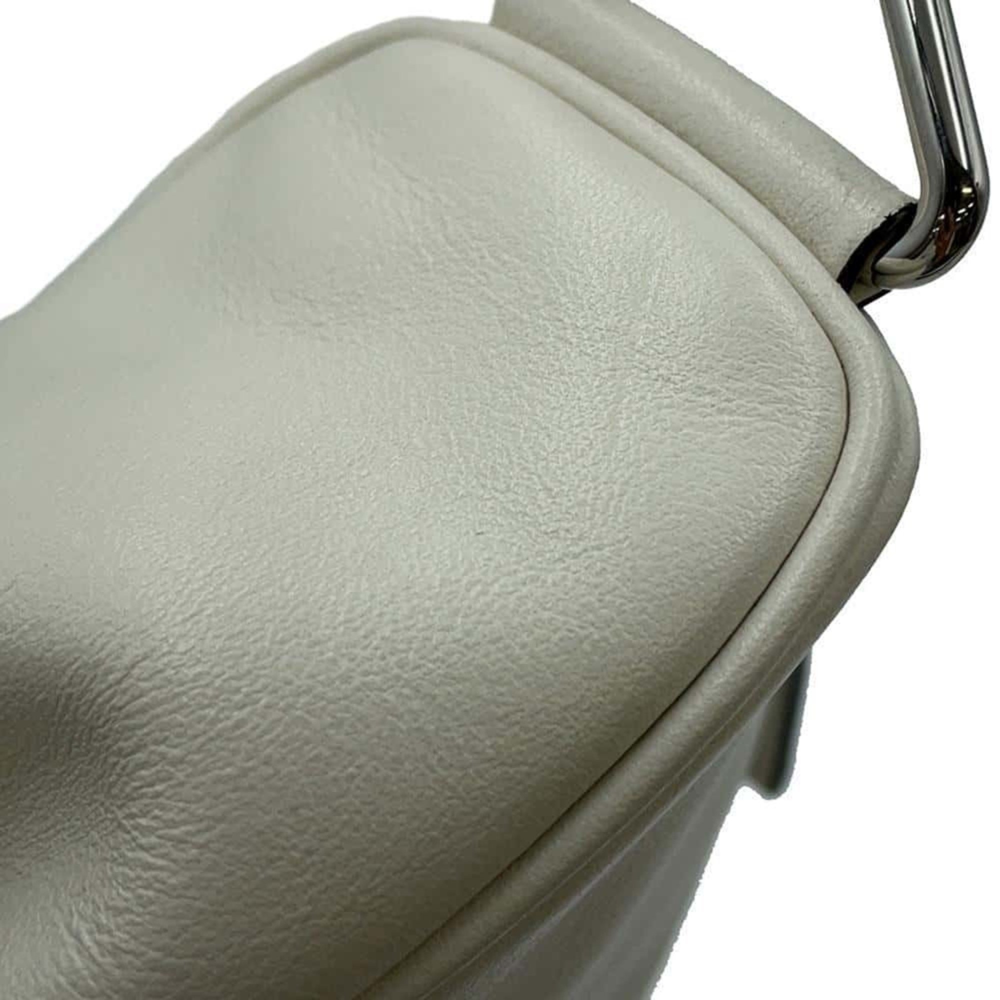 Prada Shoulder Bag Triangle Embossed Leather 1BH190 PRADA White