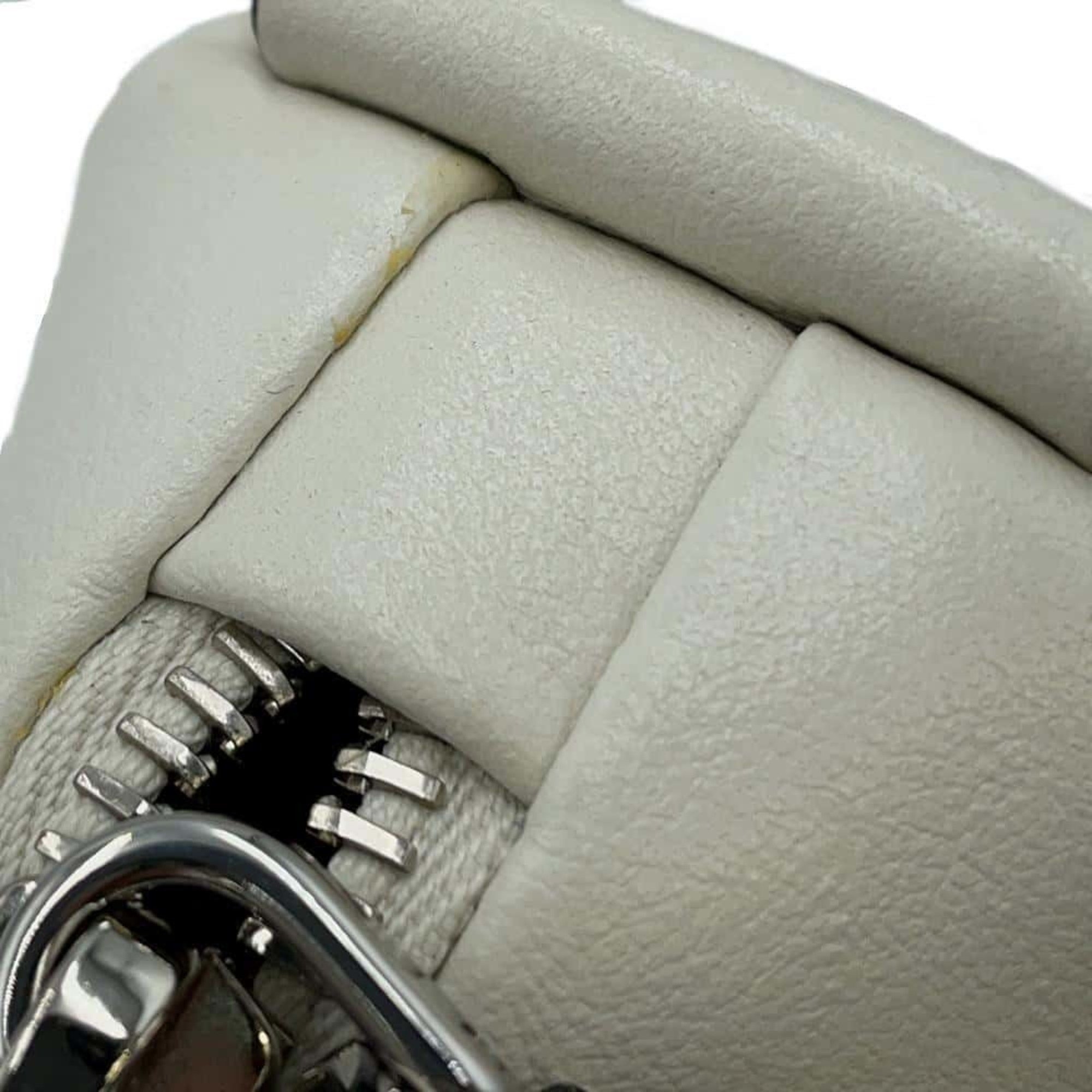 Prada Shoulder Bag Triangle Embossed Leather 1BH190 PRADA White