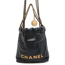 Chanel Handbag CHANEL 22 Coco Mark Calf Leather AS3980 2way Shoulder Bag Black