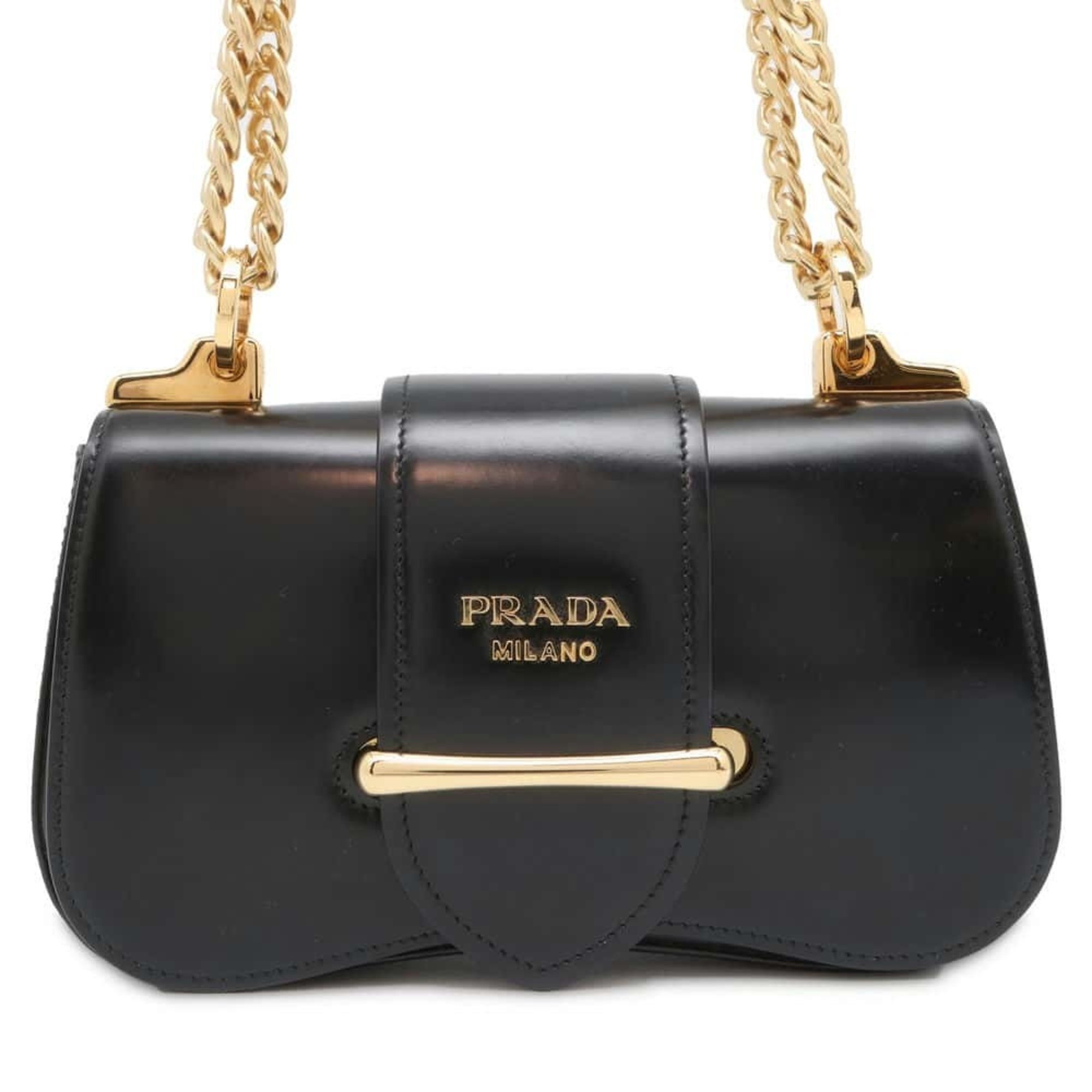 Prada Chain Shoulder Bag Leather 1BD219 PRADA Black