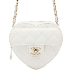 Chanel Chain Shoulder Bag Matelasse Coco Mark Heart Lambskin AP2784 CHANEL Pochette White