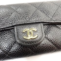 CHANEL Business Card Holder/Card Case A80799 Classic Zip Matelasse Coco Mark Caviar Skin Black 180737