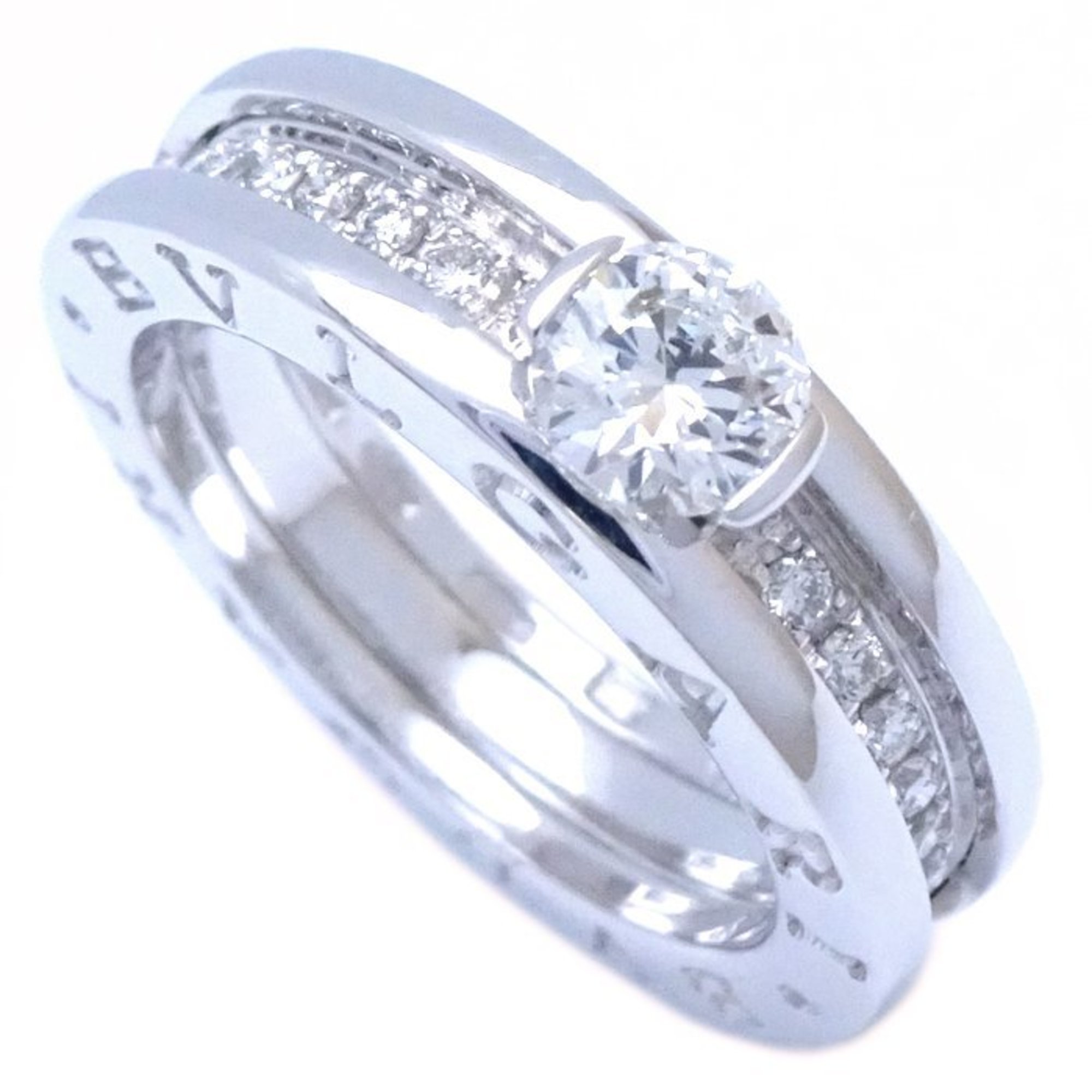 BVLGARI B.zero1 Solitaire Ring, Single Diamond 0.34ct F.VS1 Half Eternity #51 K18WG White Gold 292492