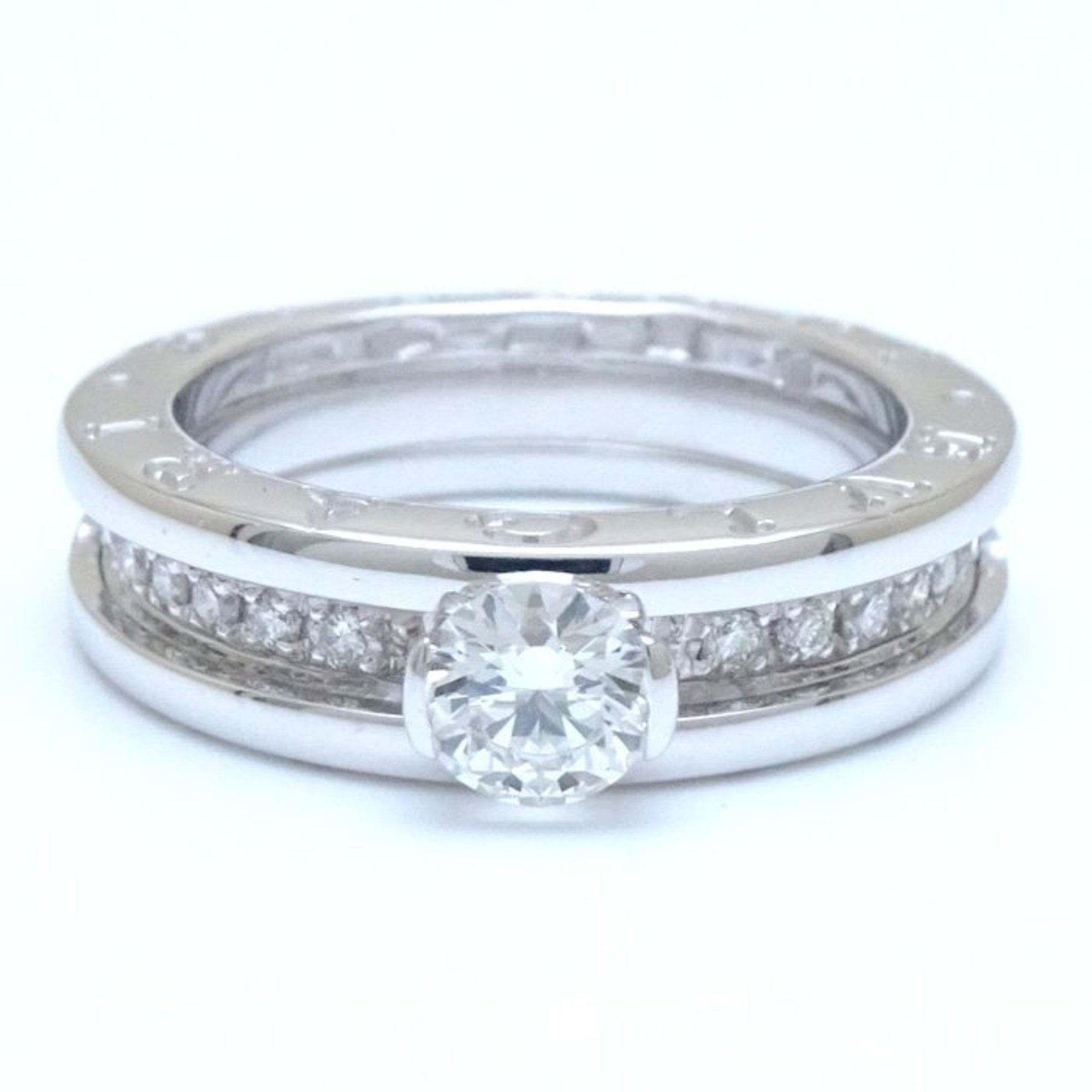 BVLGARI B.zero1 Solitaire Ring, Single Diamond 0.34ct F.VS1 Half Eternity #51 K18WG White Gold 292492