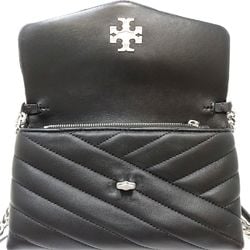 Tory Burch Wallet Chain 90343 Kira Chevron Leather Black 180778