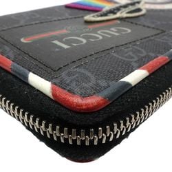 GUCCI Gucci Long Wallet 496342 Zip Around GG Supreme Night Courier x Leather Black Multicolor 180768