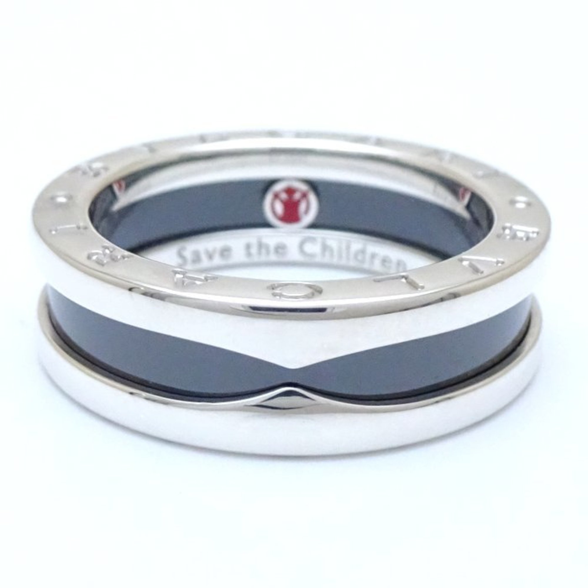 BVLGARI Save the Children B.zero1 Ring 1 Band XS #55 Silver 925 x Black Ceramic 292539