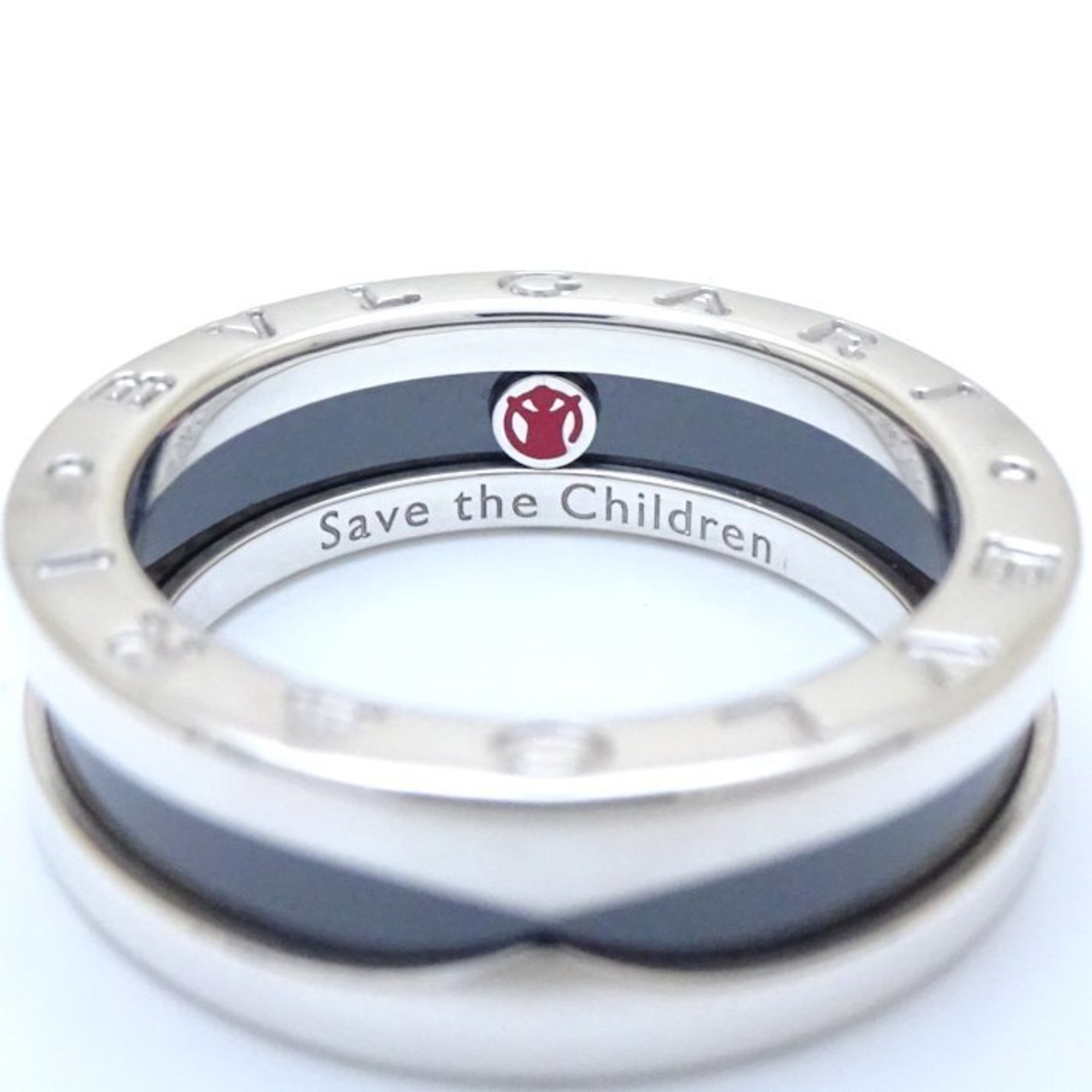 BVLGARI Save the Children B.zero1 Ring 1 Band XS #55 Silver 925 x Black Ceramic 292539