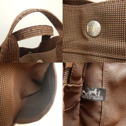 HERMES Tote MM Bag Air Line Nylon Brown 252153