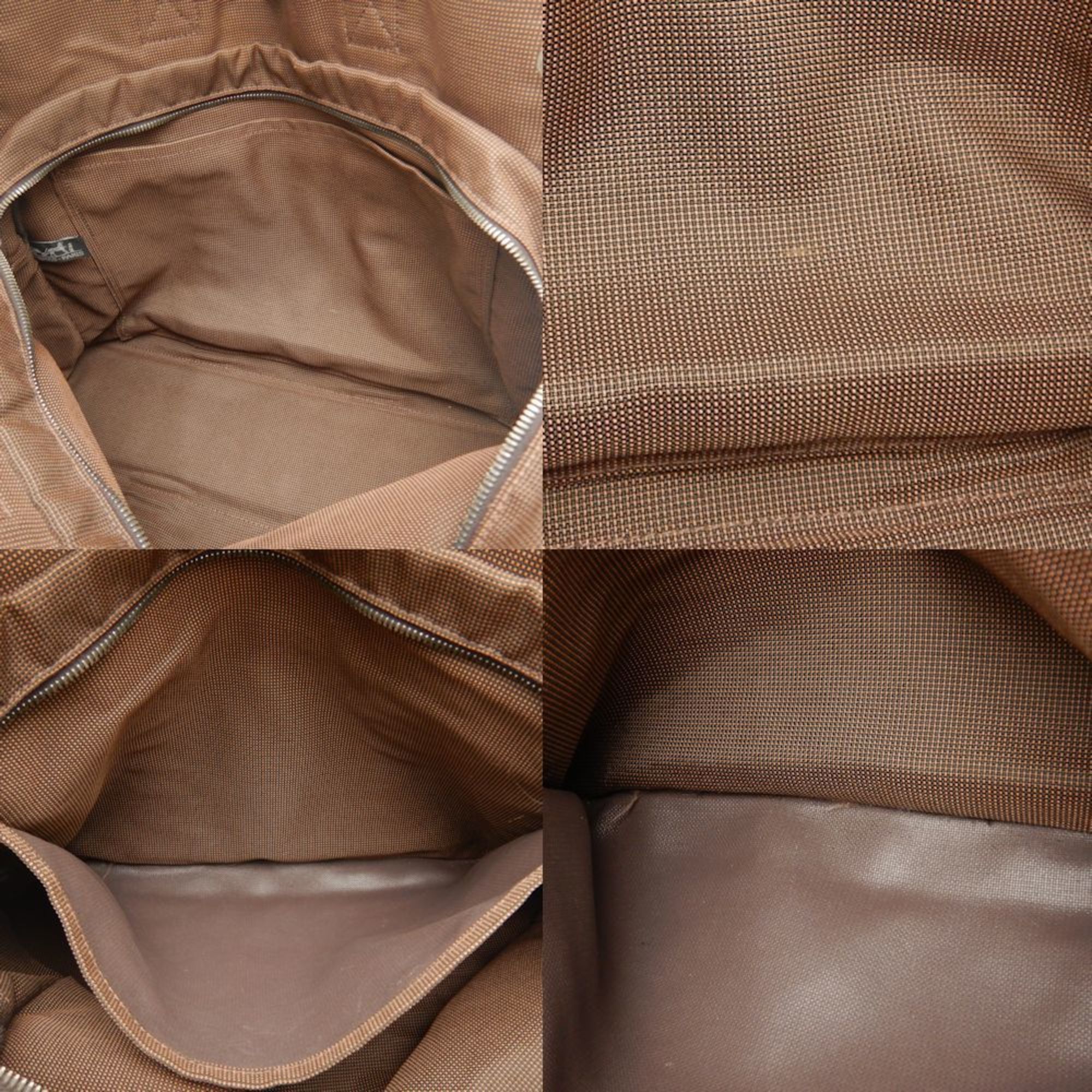 HERMES Tote MM Bag Air Line Nylon Brown 252153