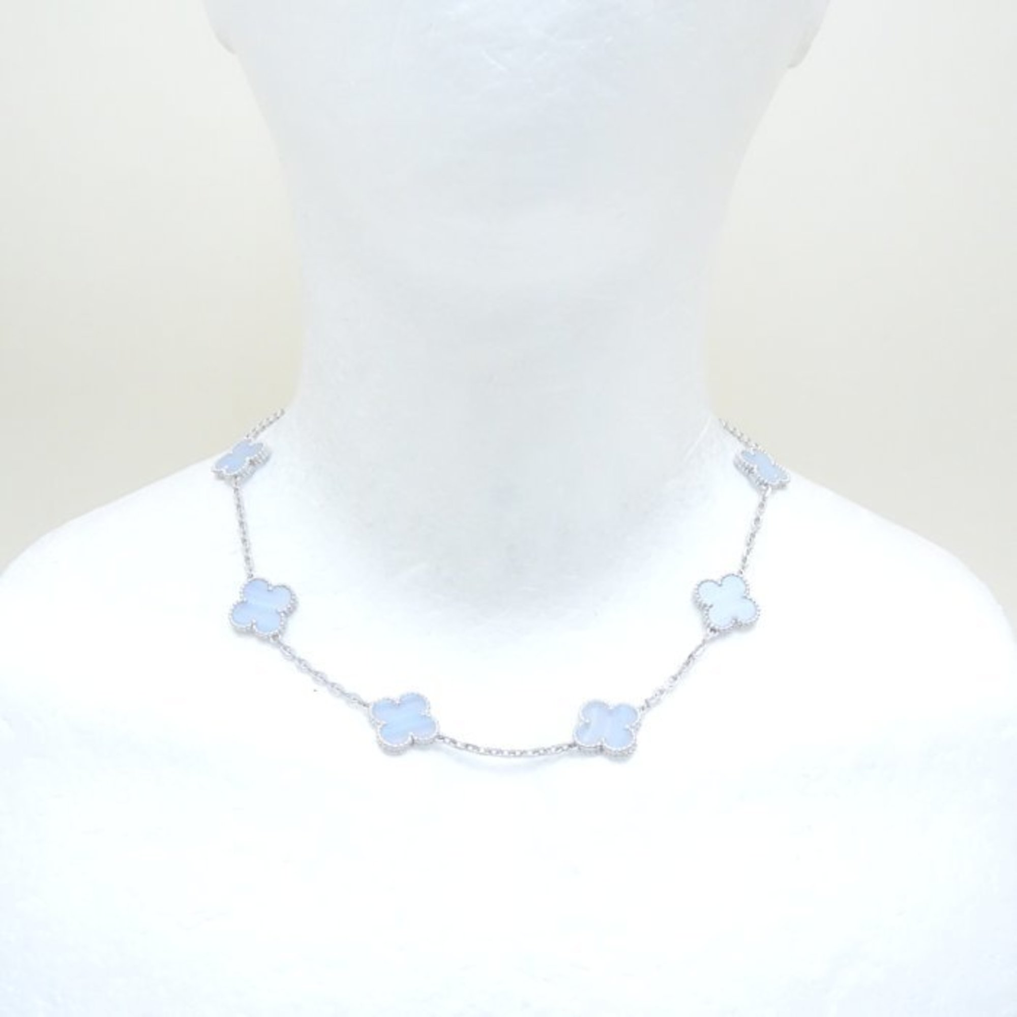 Van Cleef & Arpels Alhambra Necklace 10 Motifs Chalcedony VCARD34800 K18WG White Gold 292481