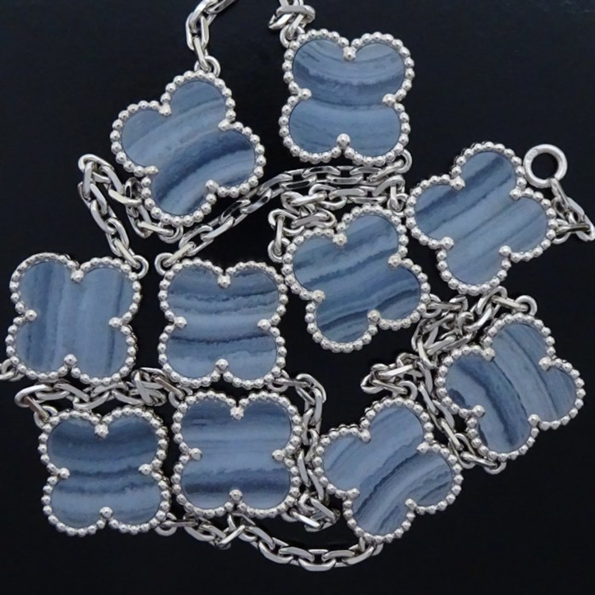 Van Cleef & Arpels Alhambra Necklace 10 Motifs Chalcedony VCARD34800 K18WG White Gold 292481