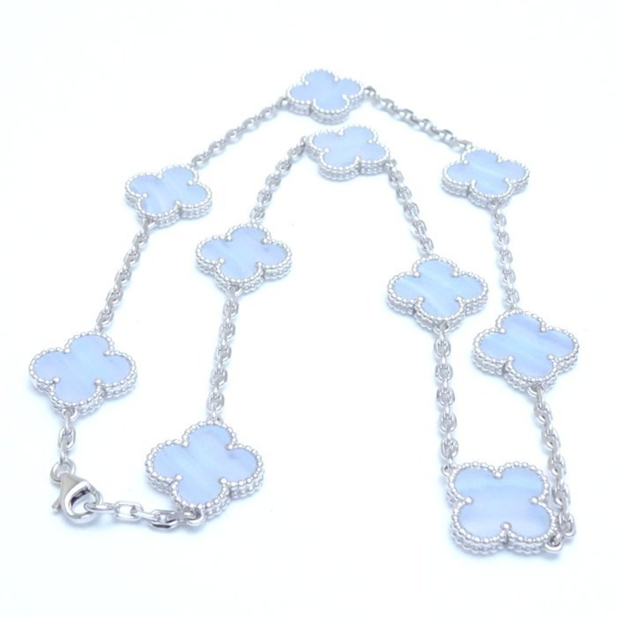 Van Cleef & Arpels Alhambra Necklace 10 Motifs Chalcedony VCARD34800 K18WG White Gold 292481