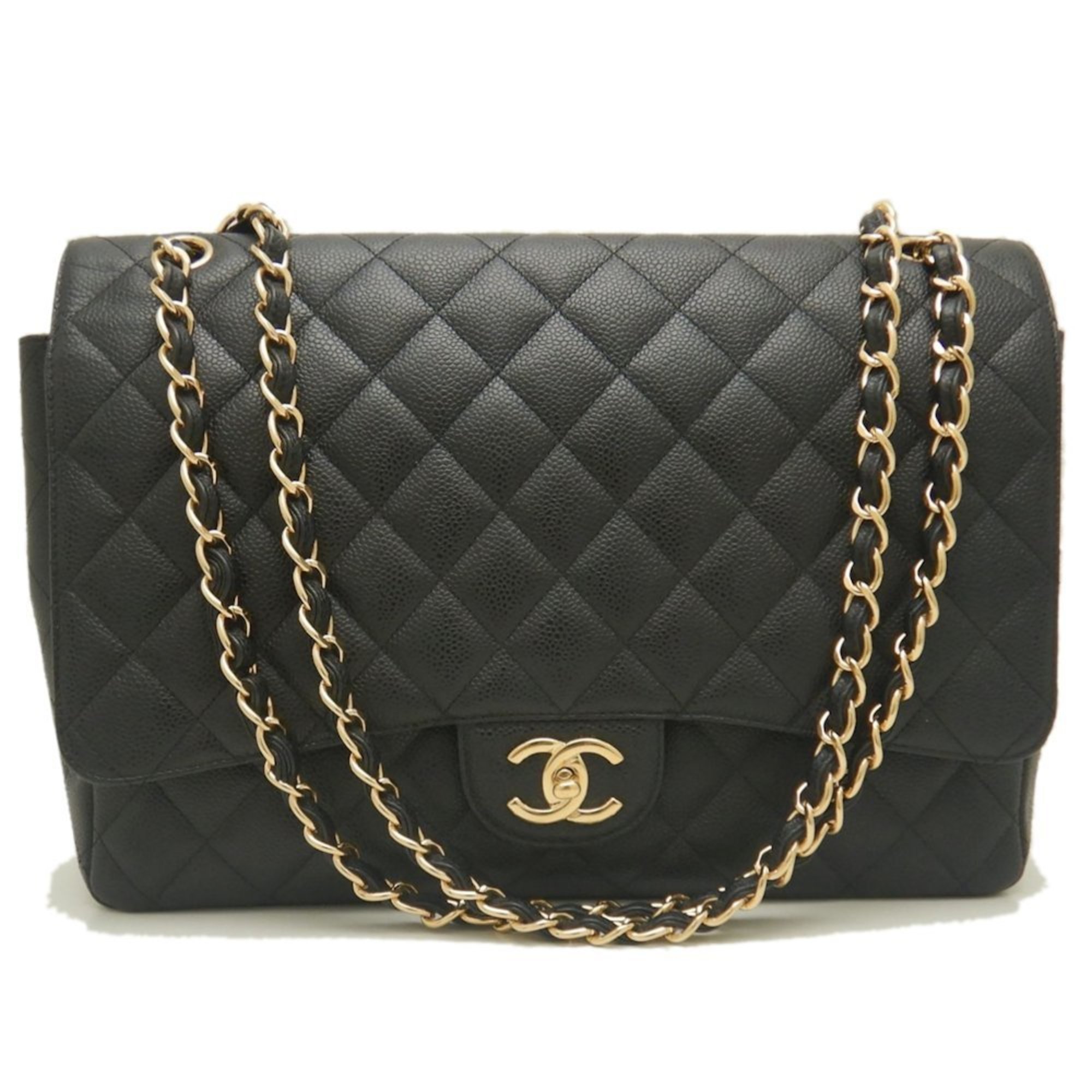 CHANEL Deca Matelasse 34 A58601 W flap chain shoulder bag caviar skin black 252141