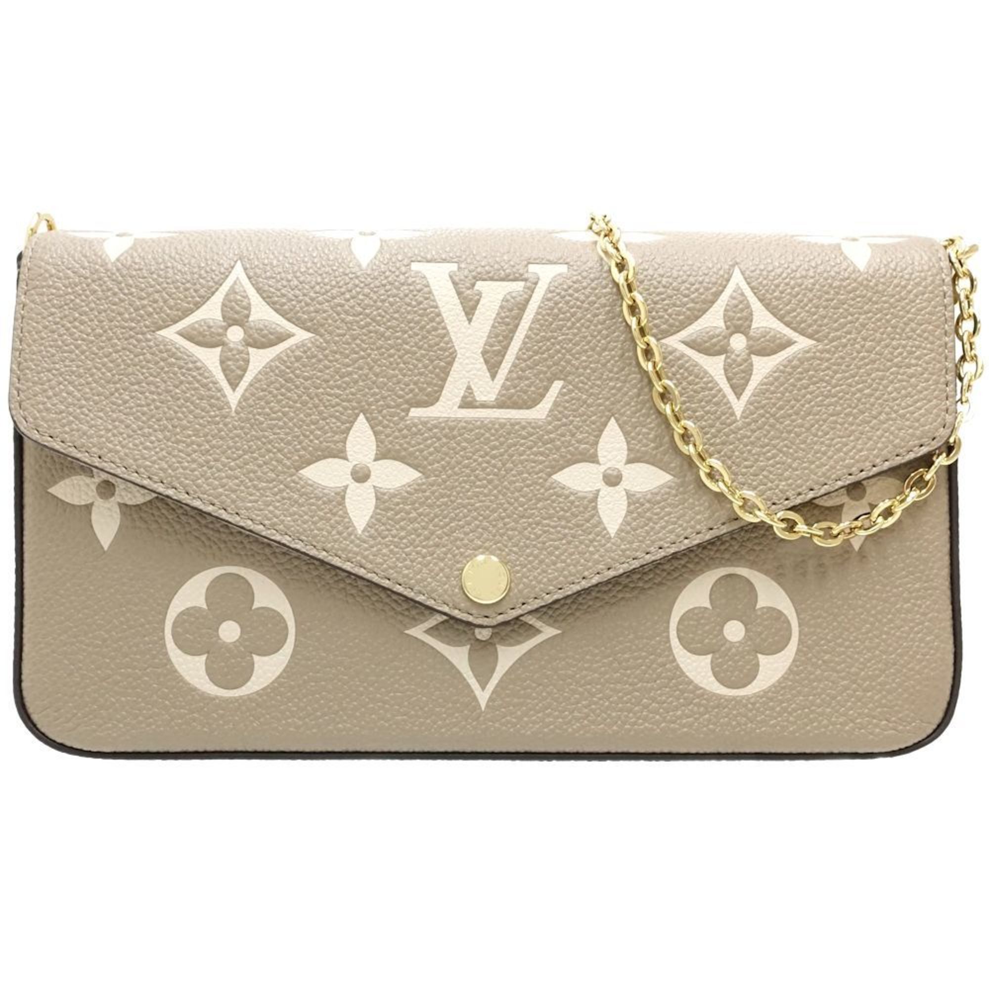 LOUIS VUITTON Louis Vuitton Wallet Chain M69977 Pochette Felicie Monogram Empreinte Tourterelle Creme 180783