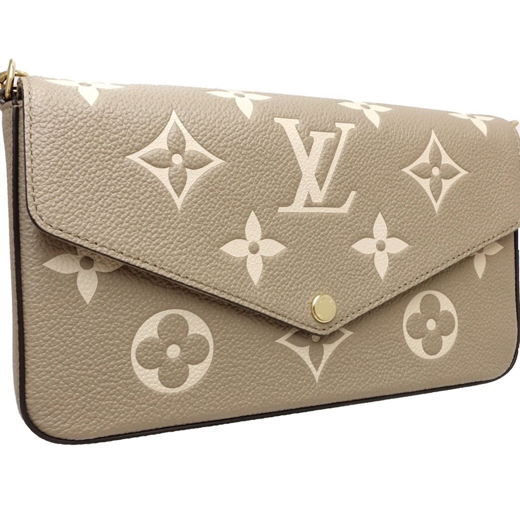 LOUIS VUITTON Louis Vuitton Wallet Chain M69977 Pochette Felicie Monogram Empreinte Tourterelle Creme 180783