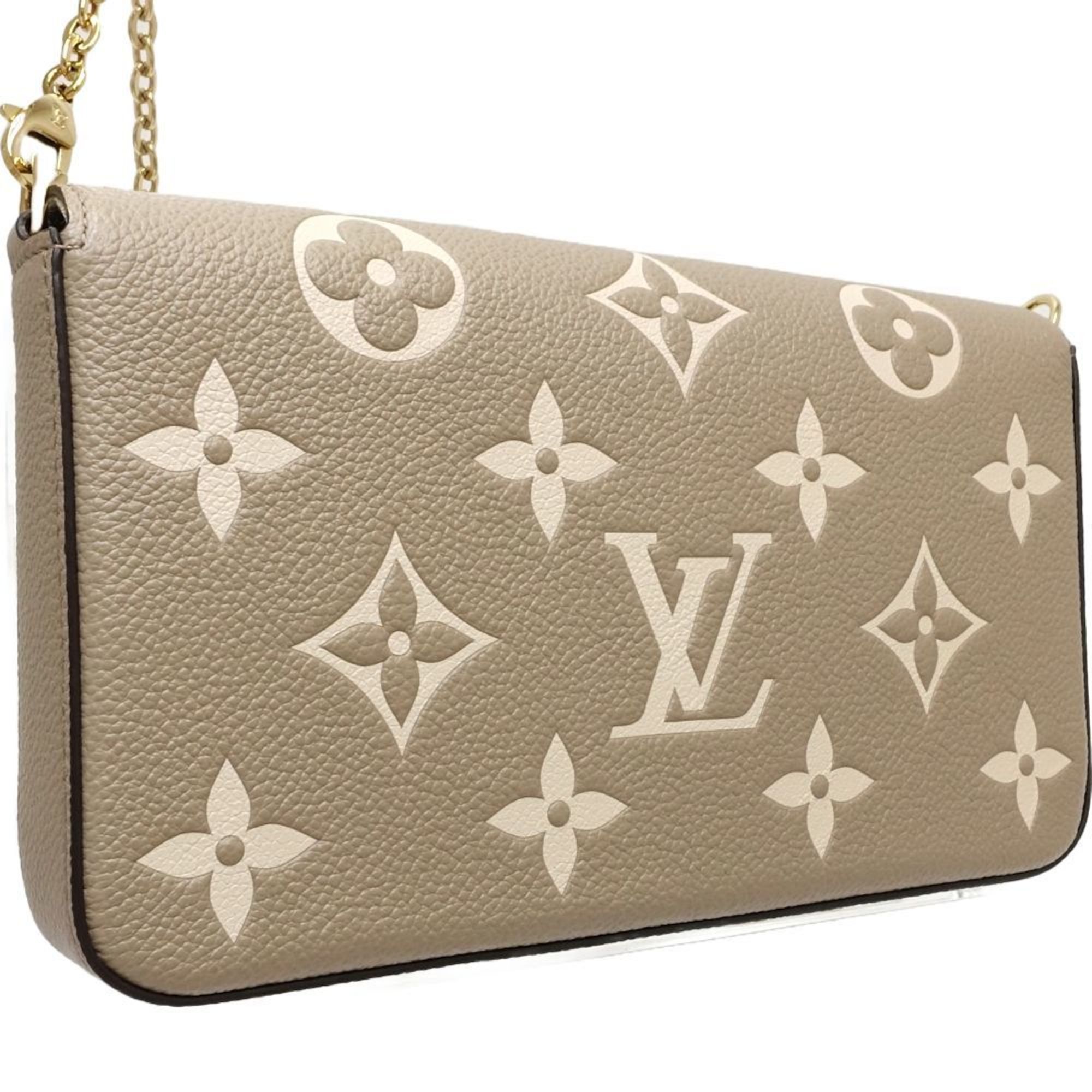 LOUIS VUITTON Louis Vuitton Wallet Chain M69977 Pochette Felicie Monogram Empreinte Tourterelle Creme 180783