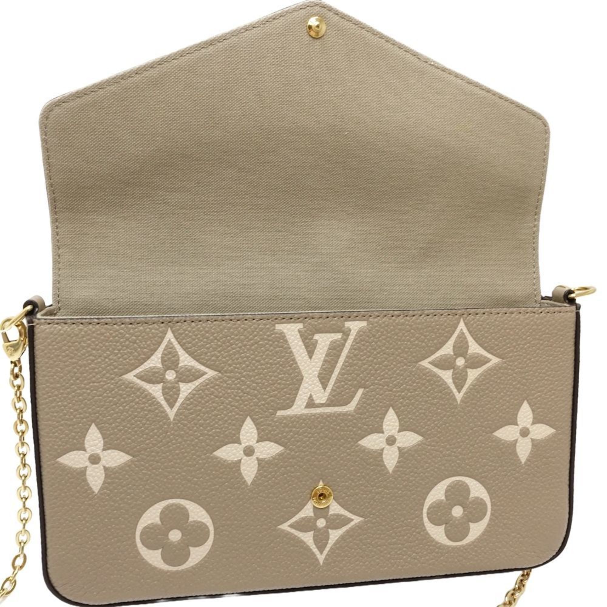 LOUIS VUITTON Louis Vuitton Wallet Chain M69977 Pochette Felicie Monogram Empreinte Tourterelle Creme 180783