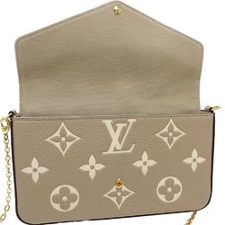 LOUIS VUITTON Louis Vuitton Wallet Chain M69977 Pochette Felicie Monogram Empreinte Tourterelle Creme 180783