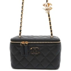 Chanel Chain Shoulder Bag Matelasse Coco Mark Lambskin Vanity AP3940 CHANEL Black