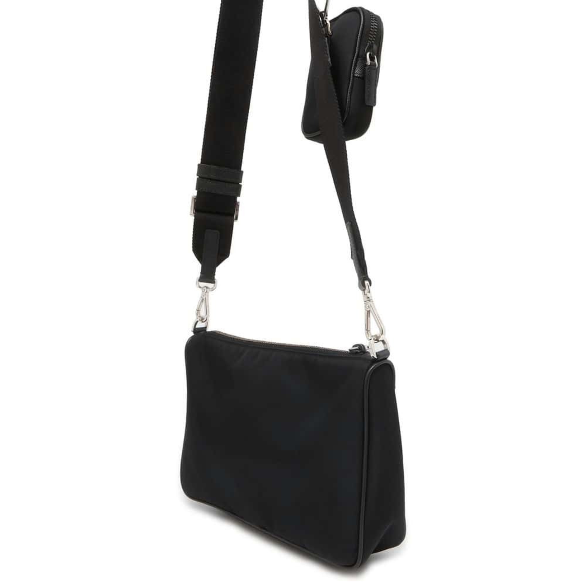 Prada Shoulder Bag Nylon Leather 2VH113 PRADA Black