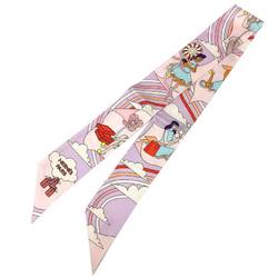 HERMES Twilly Scarf Muffler CARRES VOLANTS Flying Carre 2022 Lilac/Rose Pale/Orange Silk Hermes