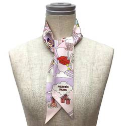 HERMES Twilly Scarf Muffler CARRES VOLANTS Flying Carre 2022 Lilac/Rose Pale/Orange Silk Hermes