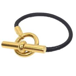 Hermes HERMES Grennan Bracelet Leather Black x