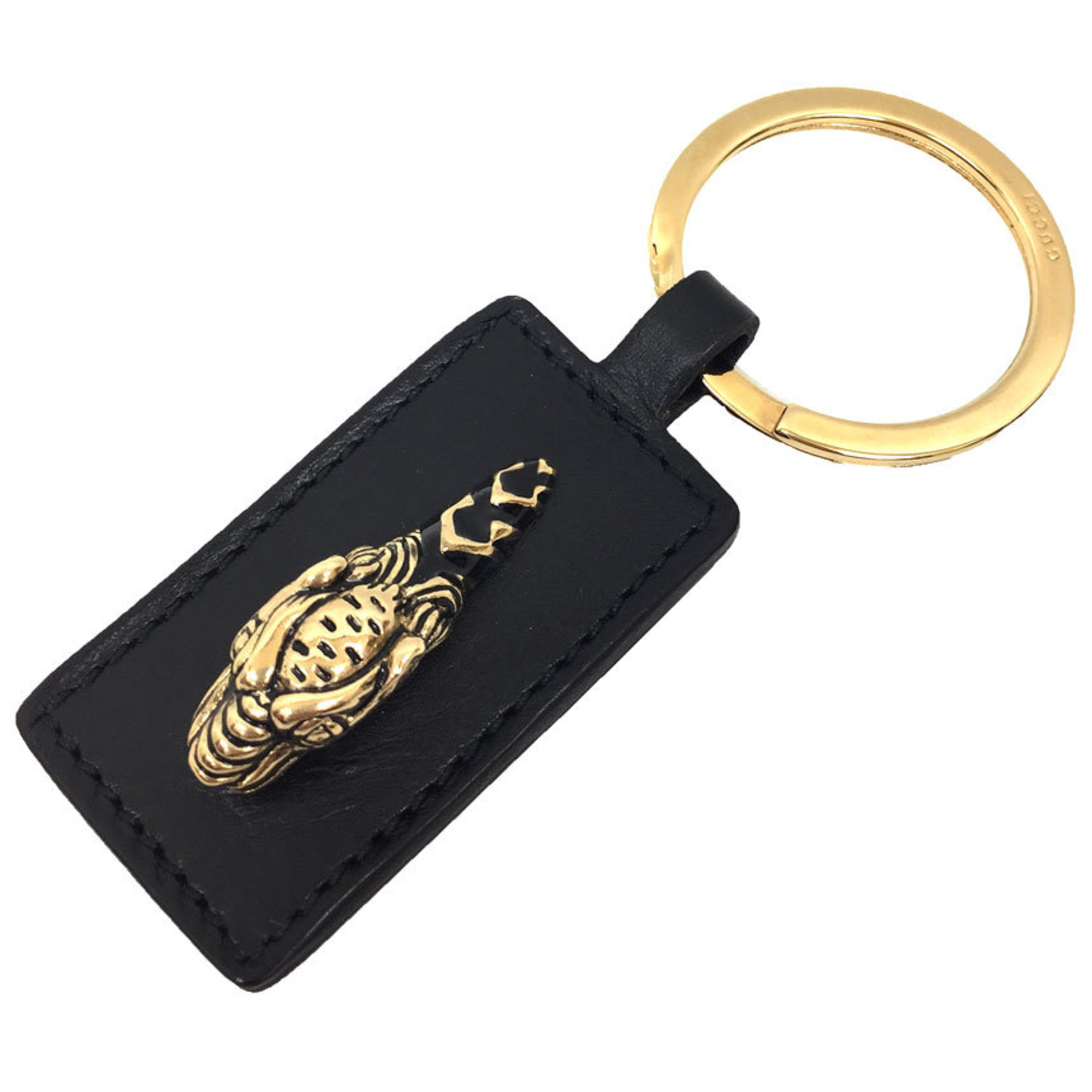 Gucci GUCCI Key Ring Holder Tiger Black x Men's Women's Unisex Small Wallet