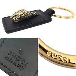 Gucci GUCCI Key Ring Holder Tiger Black x Men's Women's Unisex Small Wallet