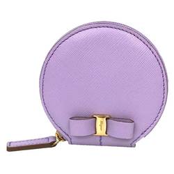 Salvatore Ferragamo Vara Ribbon Coin Case Leather Purple Wallet Purse KB-22 B004 Small for Women