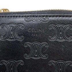 CELINE Wallet/Coin Case Triomphe Leather 10C663BFU.38NO Pouch Black