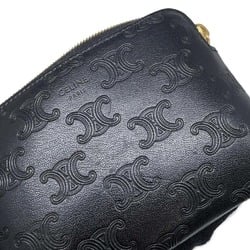 CELINE Wallet/Coin Case Triomphe Leather 10C663BFU.38NO Pouch Black