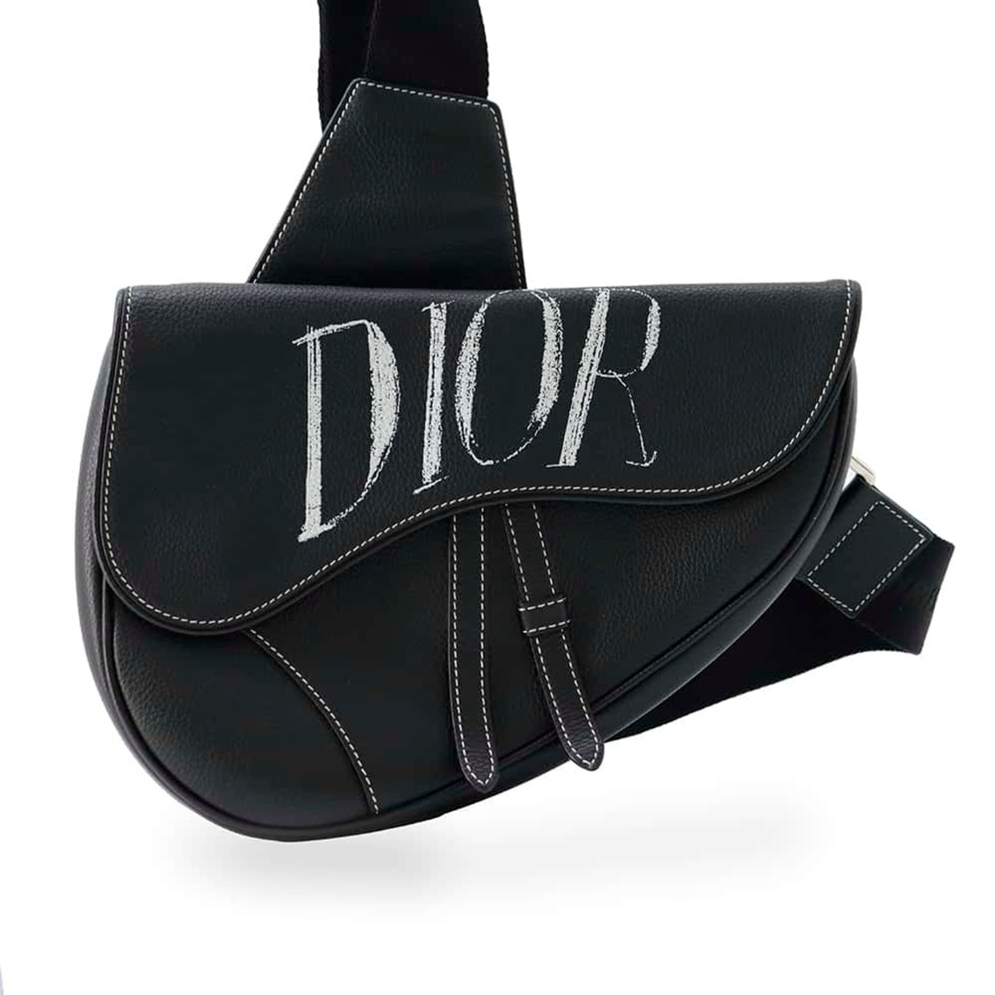 Christian Dior Body Bag Alex Foxton Collaboration Saddle Leather Black